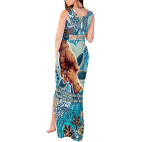 Hand In Hand Father's Day Polynesian Tank Maxi Dress Tribal Flower Pattern DT02 - Polynesian Pride
