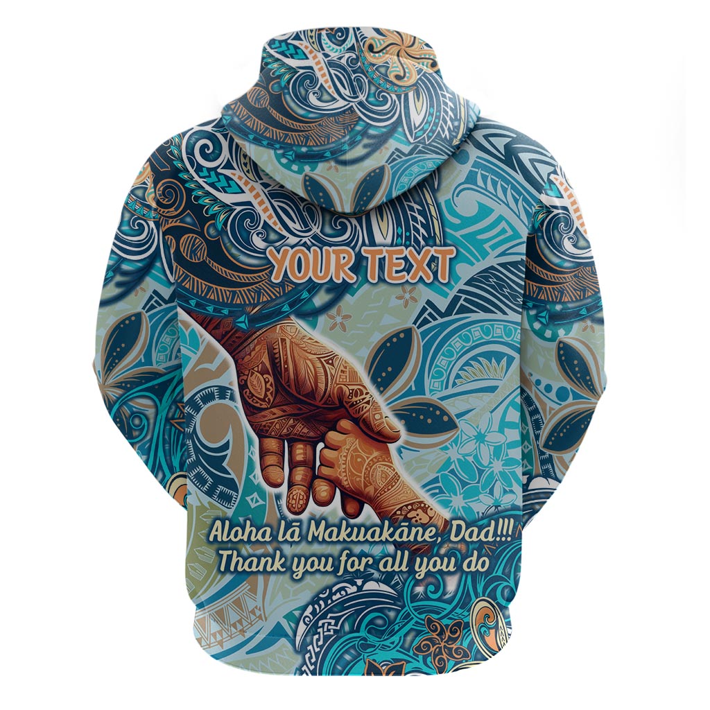 Hand In Hand Father's Day Polynesian Zip Hoodie Tribal Flower Pattern