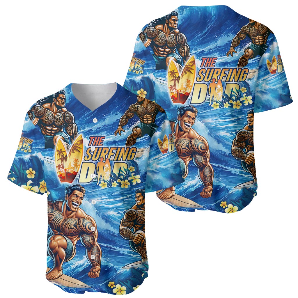 Hawaii Father's Day Baseball Jersey The Surfing Dad Polynesian Tattoo DT02 - Polynesian Pride