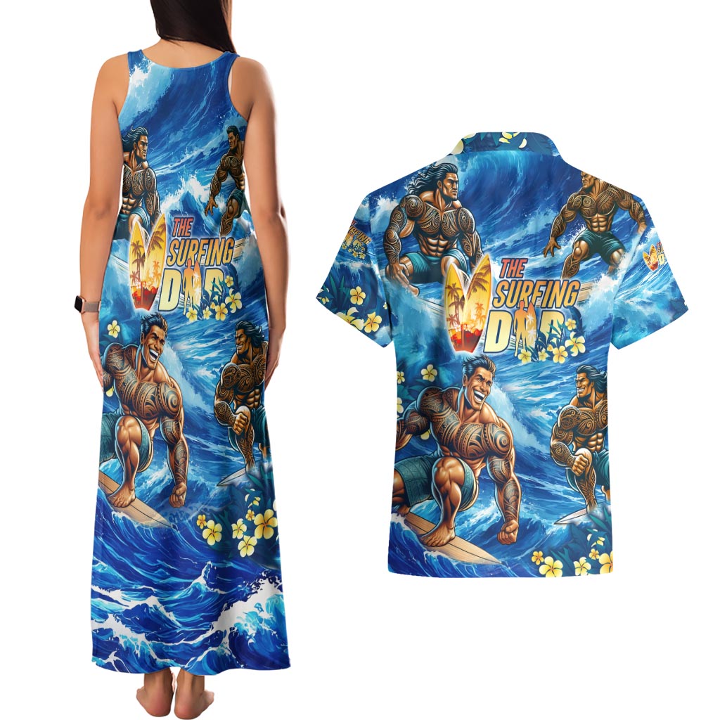 Hawaii Father's Day Couples Matching Tank Maxi Dress and Hawaiian Shirt The Surfing Dad Polynesian Tattoo DT02 - Polynesian Pride