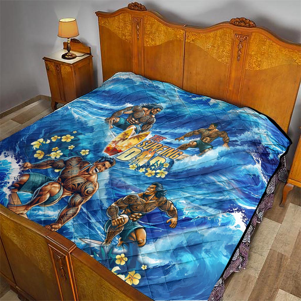 Hawaii Father's Day Quilt The Surfing Dad Polynesian Tattoo