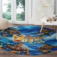 Hawaii Father's Day Round Carpet The Surfing Dad Polynesian Tattoo