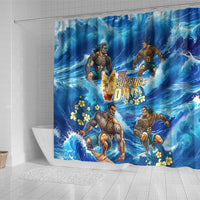 Hawaii Father's Day Shower Curtain The Surfing Dad Polynesian Tattoo DT02 - Polynesian Pride