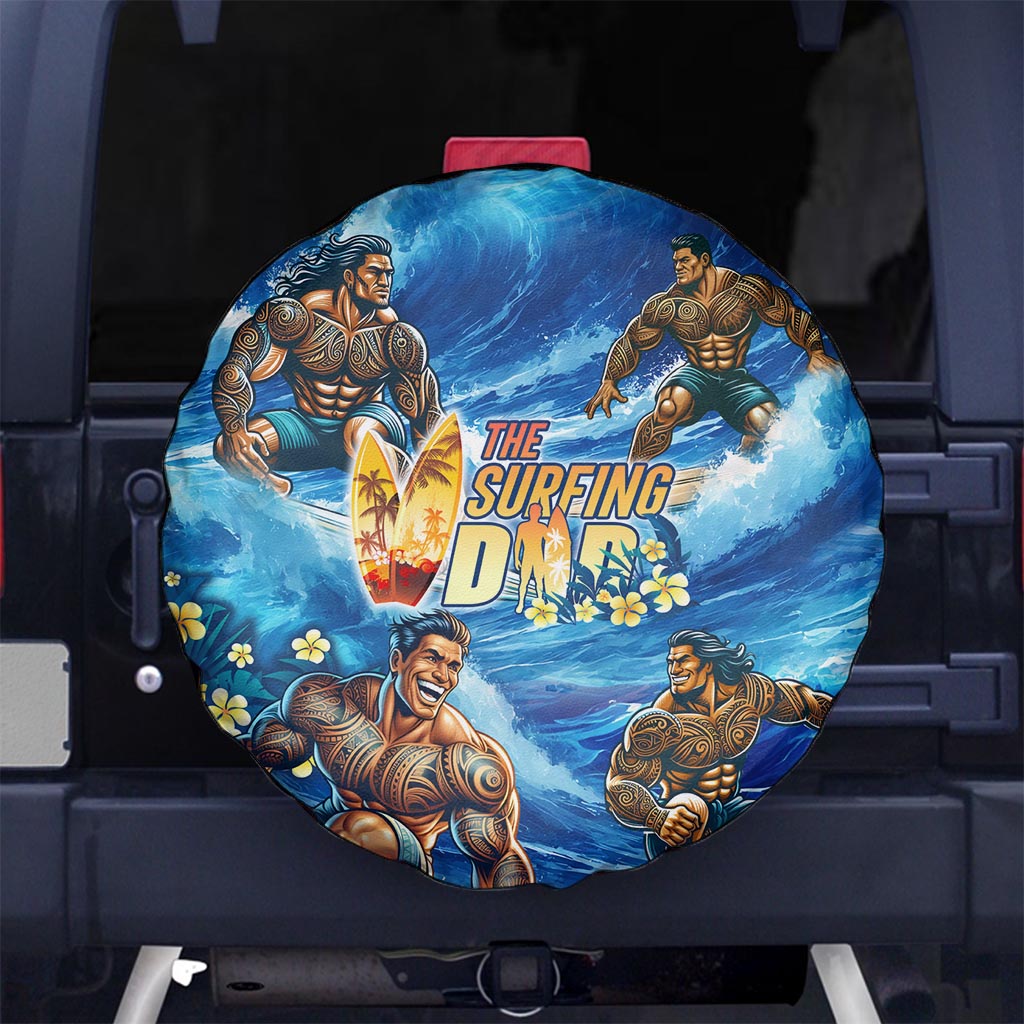 Hawaii Father's Day Spare Tire Cover The Surfing Dad Polynesian Tattoo