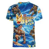 Hawaii Father's Day Women V-Neck T-Shirt The Surfing Dad Polynesian Tattoo DT02 - Polynesian Pride