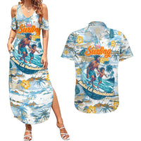 Hawaii Father's Day It's Surfing Time Couples Matching Summer Maxi Dress and Hawaiian Shirt Aloha L Makuakane DT02 Blue - Polynesian Pride
