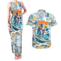 Hawaii Father's Day It's Surfing Time Couples Matching Tank Maxi Dress and Hawaiian Shirt Aloha L Makuakane DT02 Blue - Polynesian Pride