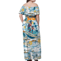 Hawaii Father's Day It's Surfing Time Off Shoulder Maxi Dress Aloha Lā Makuakane