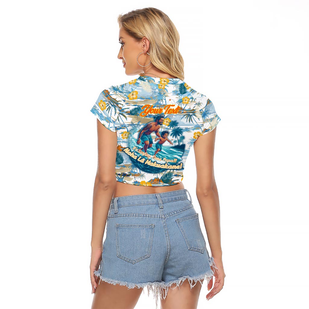 Hawaii Father's Day It's Surfing Time Raglan Cropped T Shirt Aloha L Makuakane DT02 - Polynesian Pride