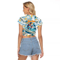 Hawaii Father's Day It's Surfing Time Raglan Cropped T Shirt Aloha L Makuakane DT02 - Polynesian Pride
