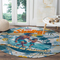 Hawaii Father's Day It's Surfing Time Round Carpet Aloha Lā Makuakane