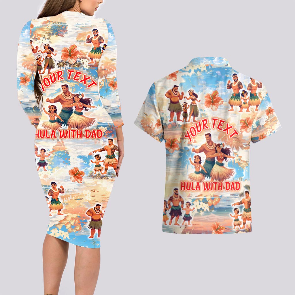 Hawaii Father's Day Couples Matching Long Sleeve Bodycon Dress and Hawaiian Shirt Hula With Dad DT02 - Polynesian Pride