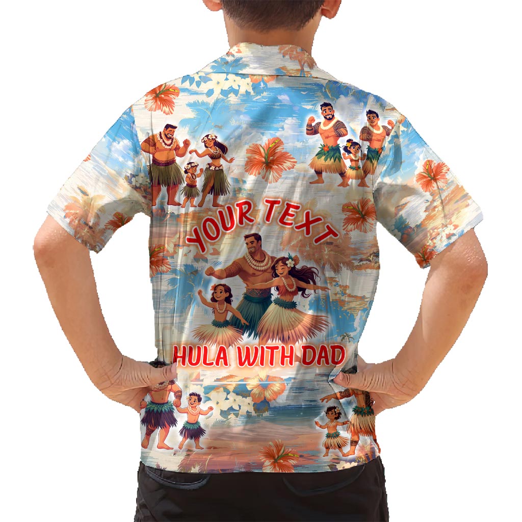 Hawaii Father's Day Family Matching Off Shoulder Maxi Dress and Hawaiian Shirt Hula With Dad