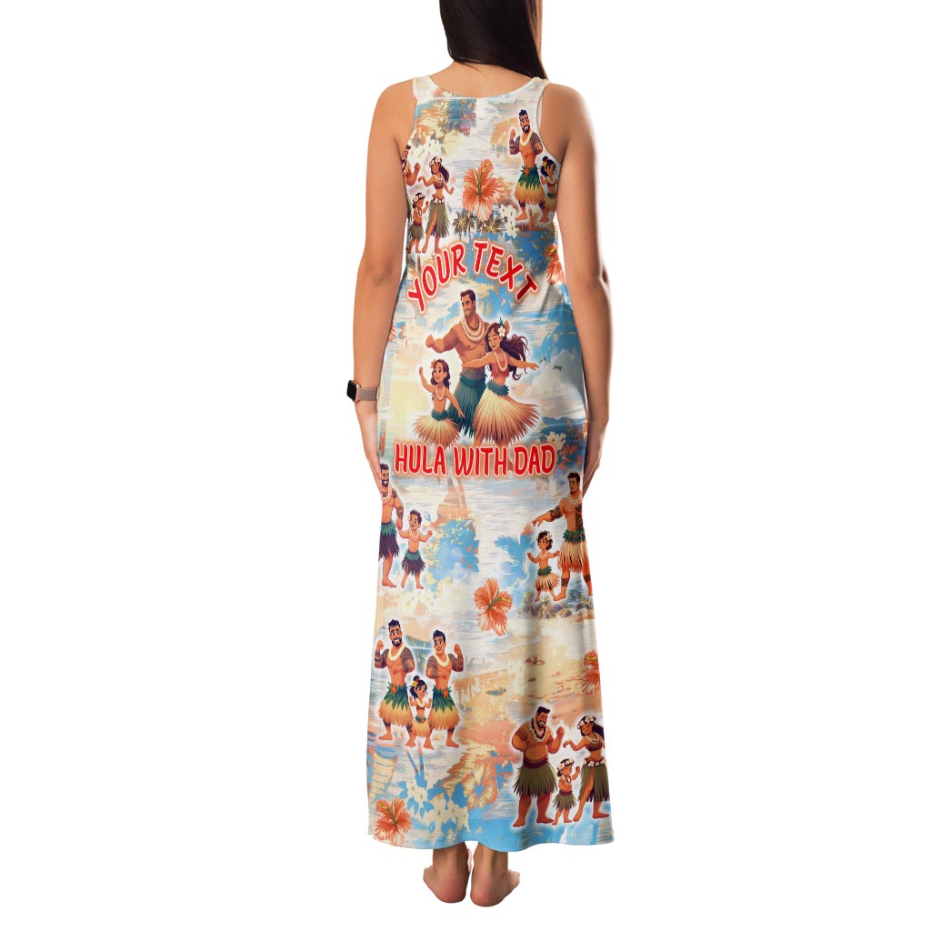 Hawaii Father's Day Family Matching Tank Maxi Dress and Hawaiian Shirt Hula With Dad