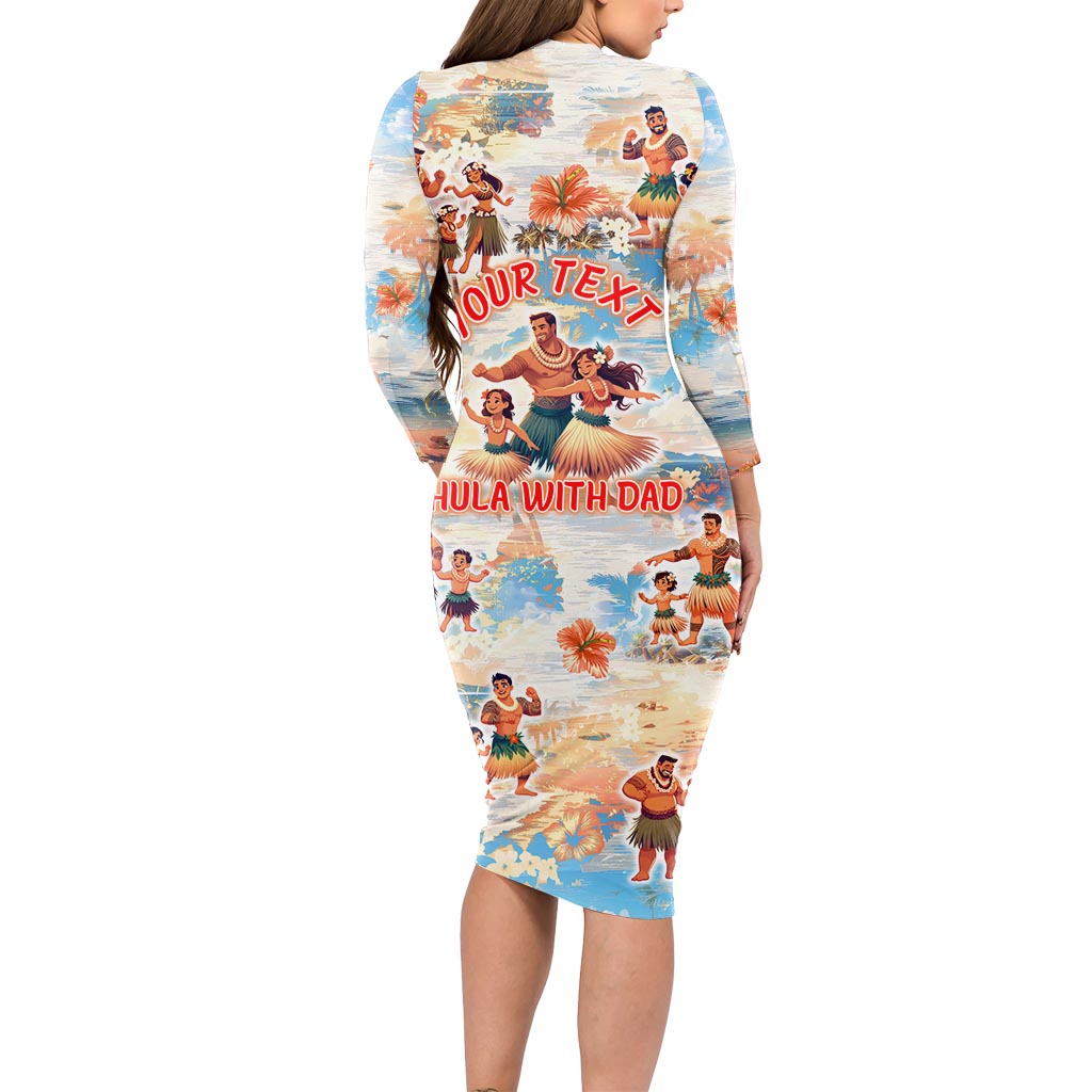 Hawaii Father's Day Long Sleeve Bodycon Dress Hula With Dad