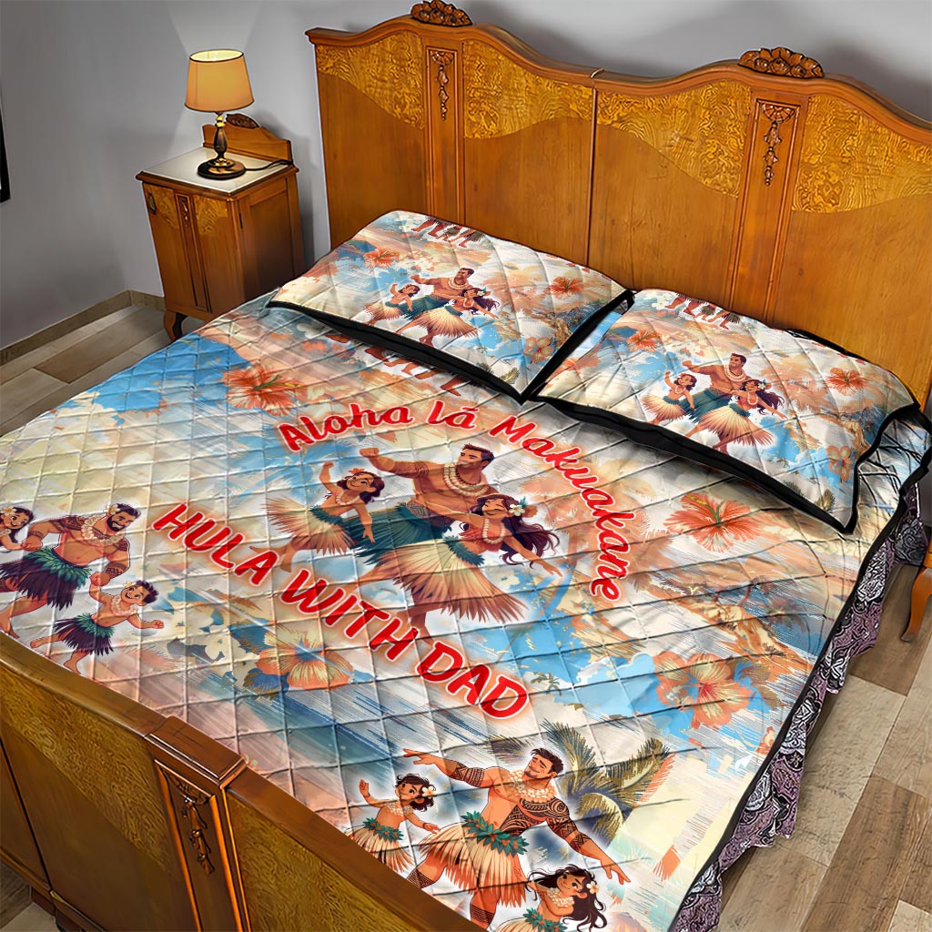 Hawaii Father's Day Quilt Bed Set Hula With Dad