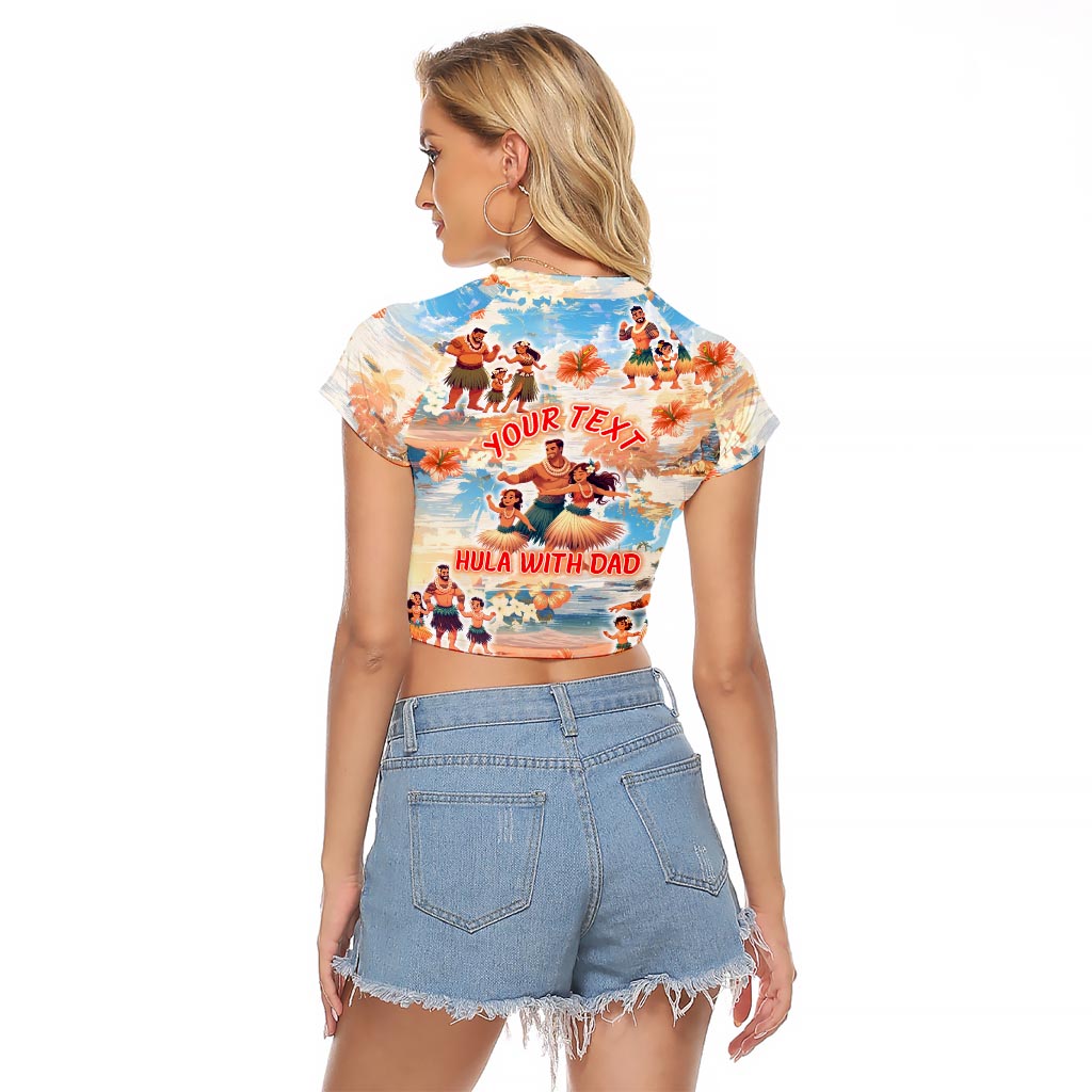 Hawaii Father's Day Raglan Cropped T Shirt Hula With Dad DT02 - Polynesian Pride