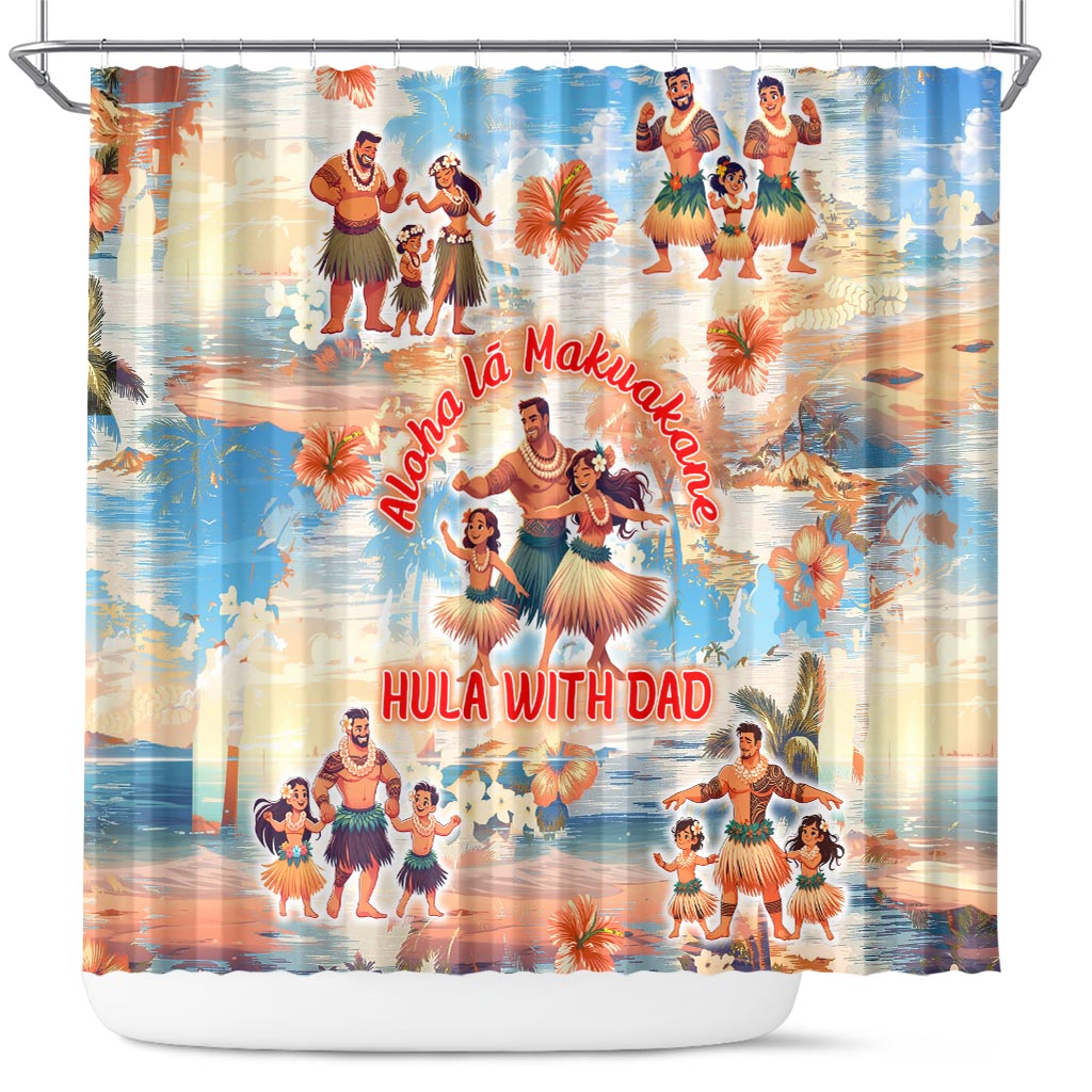 Hawaii Father's Day Shower Curtain Hula With Dad DT02 Art - Polynesian Pride