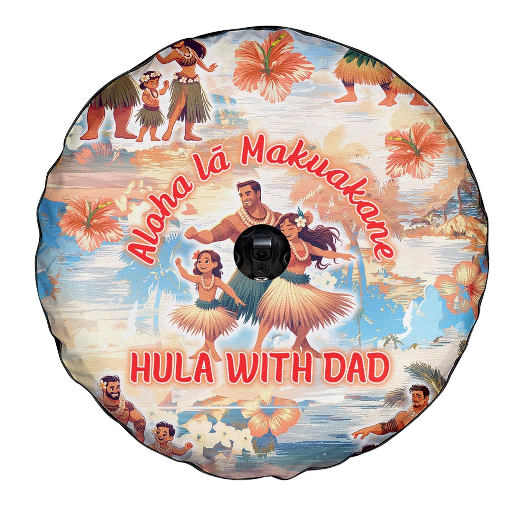 Hawaii Father's Day Spare Tire Cover Hula With Dad