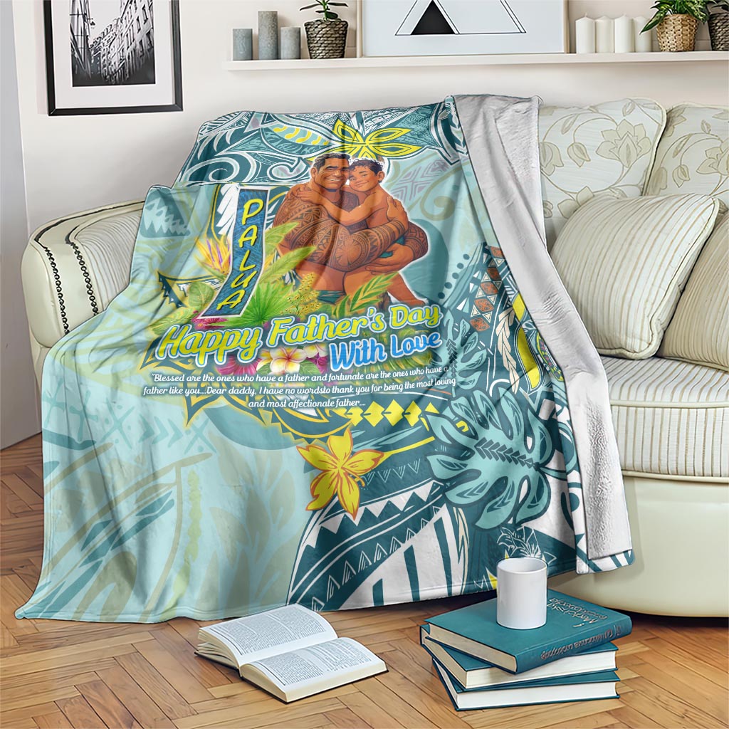 Palau Father's Day Polynesia Blanket Dad and Son DT02 Blue - Polynesian Pride