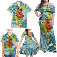Palau Father's Day Polynesia Family Matching Off Shoulder Maxi Dress and Hawaiian Shirt Dad and Son DT02 - Polynesian Pride