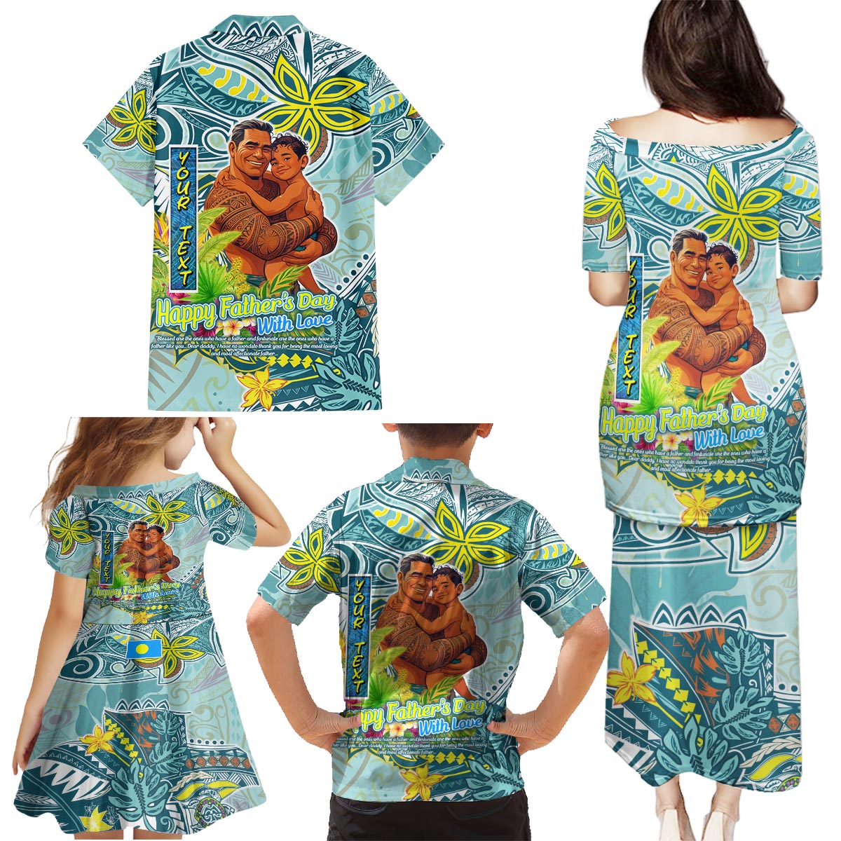 Palau Father's Day Polynesia Family Matching Puletasi and Hawaiian Shirt Dad and Son DT02 - Polynesian Pride
