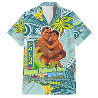 Palau Father's Day Polynesia Family Matching Puletasi and Hawaiian Shirt Dad and Son DT02 Dad's Shirt - Short Sleeve Blue - Polynesian Pride