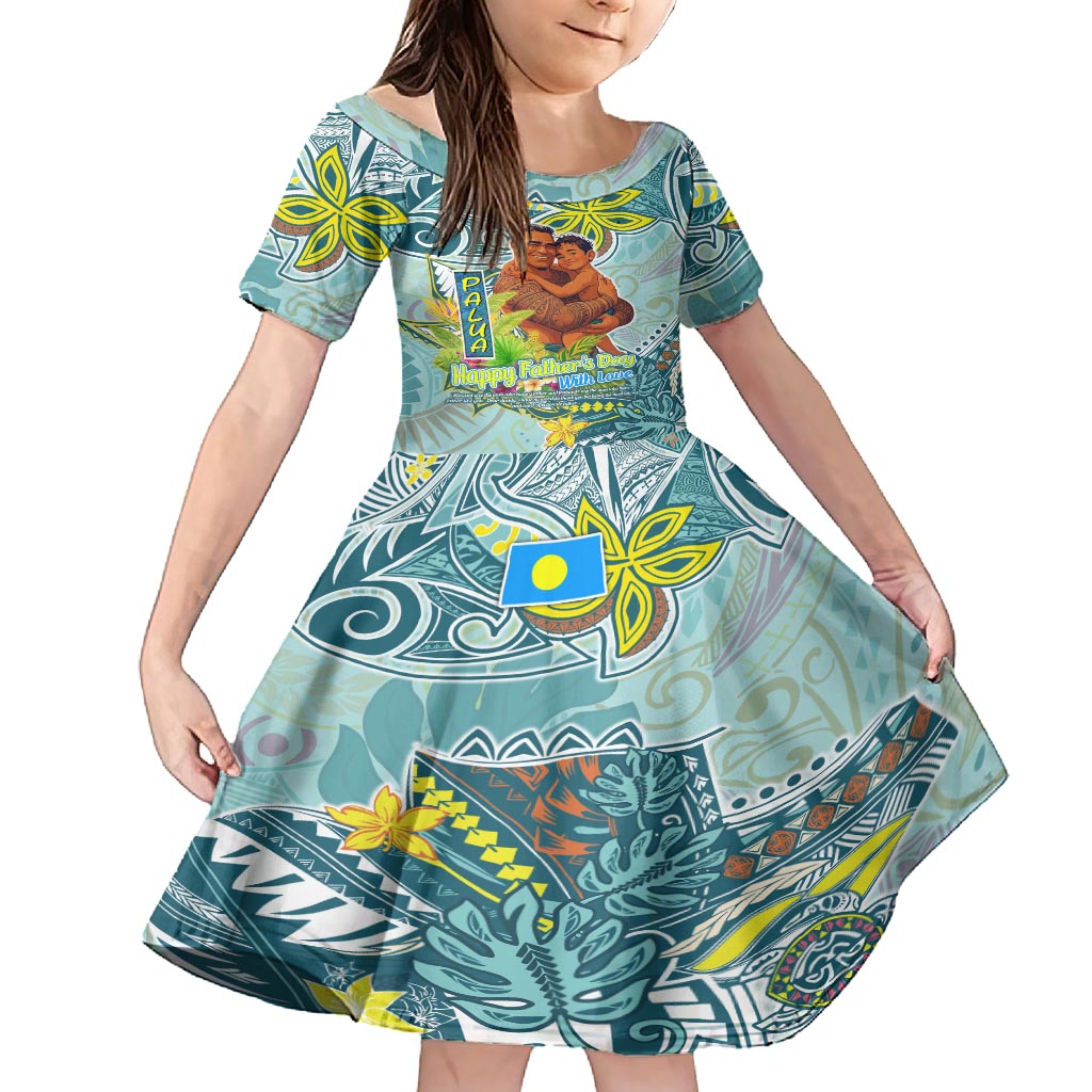 Palau Father's Day Polynesia Family Matching Summer Maxi Dress and Hawaiian Shirt Dad and Son DT02 Daughter's Dress Blue - Polynesian Pride