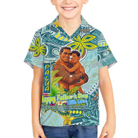 Palau Father's Day Polynesia Family Matching Summer Maxi Dress and Hawaiian Shirt Dad and Son DT02 Son's Shirt Blue - Polynesian Pride