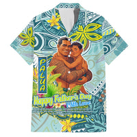 Palau Father's Day Polynesia Family Matching Tank Maxi Dress and Hawaiian Shirt Dad and Son DT02 Dad's Shirt - Short Sleeve Blue - Polynesian Pride