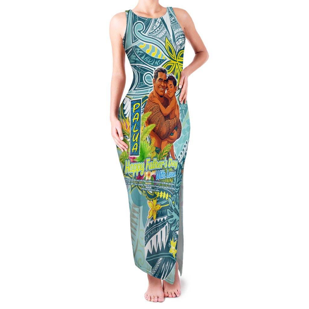 Palau Father's Day Polynesia Family Matching Tank Maxi Dress and Hawaiian Shirt Dad and Son DT02 Mom's Dress Blue - Polynesian Pride