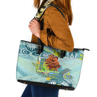 Palau Father's Day Polynesia Leather Tote Bag Dad and Son DT02 Blue - Polynesian Pride