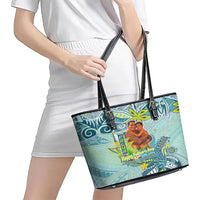 Palau Father's Day Polynesia Leather Tote Bag Dad and Son DT02 - Polynesian Pride
