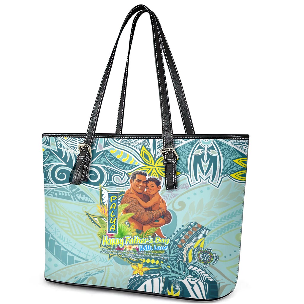 Palau Father's Day Polynesia Leather Tote Bag Dad and Son DT02 - Polynesian Pride