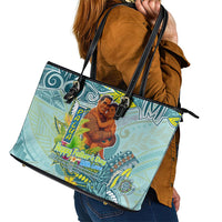 Palau Father's Day Polynesia Leather Tote Bag Dad and Son DT02 - Polynesian Pride
