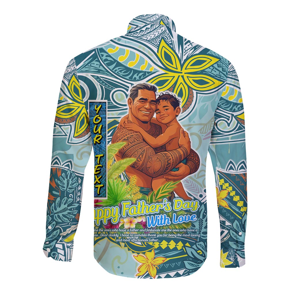 Palau Father's Day Polynesia Long Sleeve Button Shirt Dad and Son
