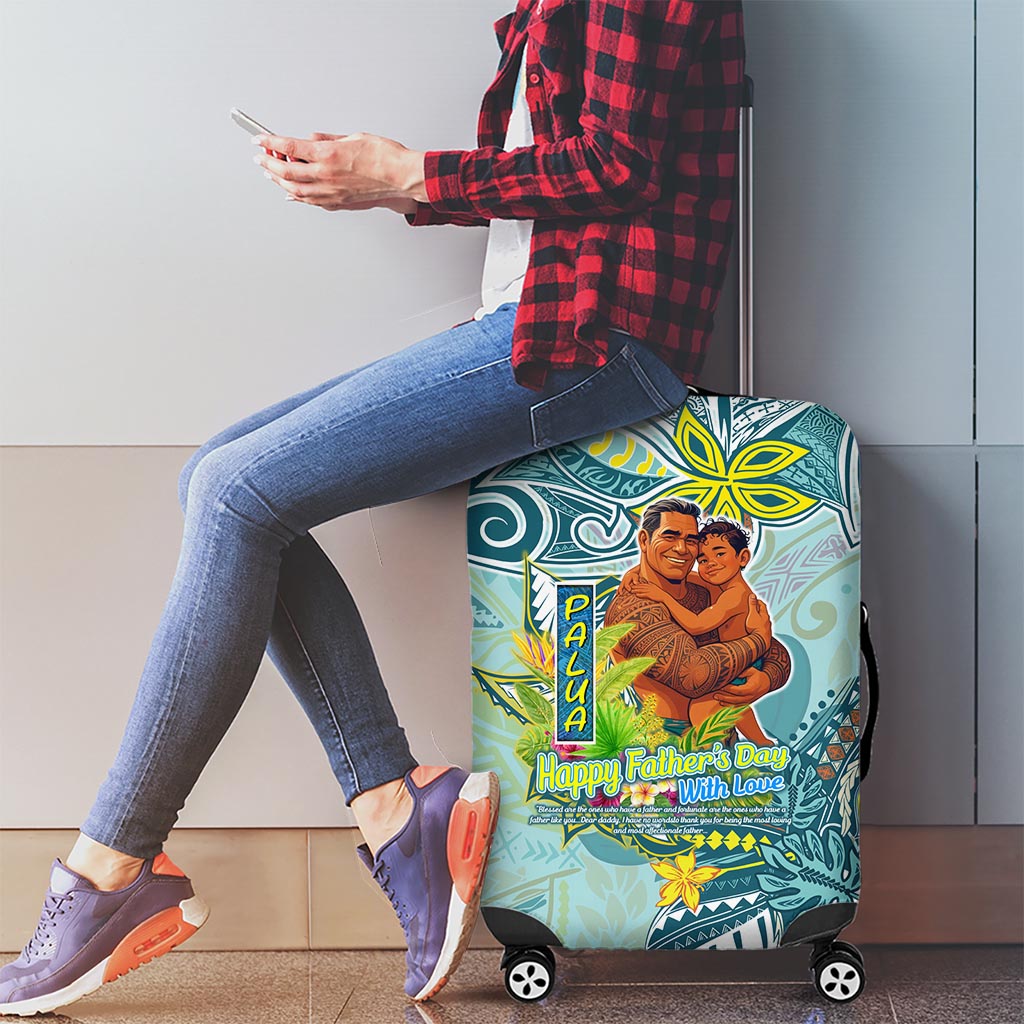 Palau Father's Day Polynesia Luggage Cover Dad and Son