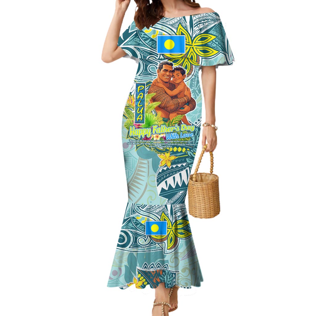 Palau Father's Day Polynesia Mermaid Dress Dad and Son DT02 Women Blue - Polynesian Pride