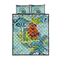 Palau Father's Day Polynesia Quilt Bed Set Dad and Son