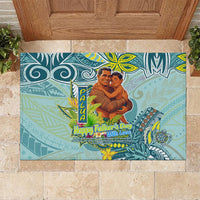 Palau Father's Day Polynesia Rubber Doormat Dad and Son DT02 Blue - Polynesian Pride