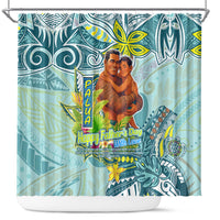 Palau Father's Day Polynesia Shower Curtain Dad and Son DT02 Blue - Polynesian Pride