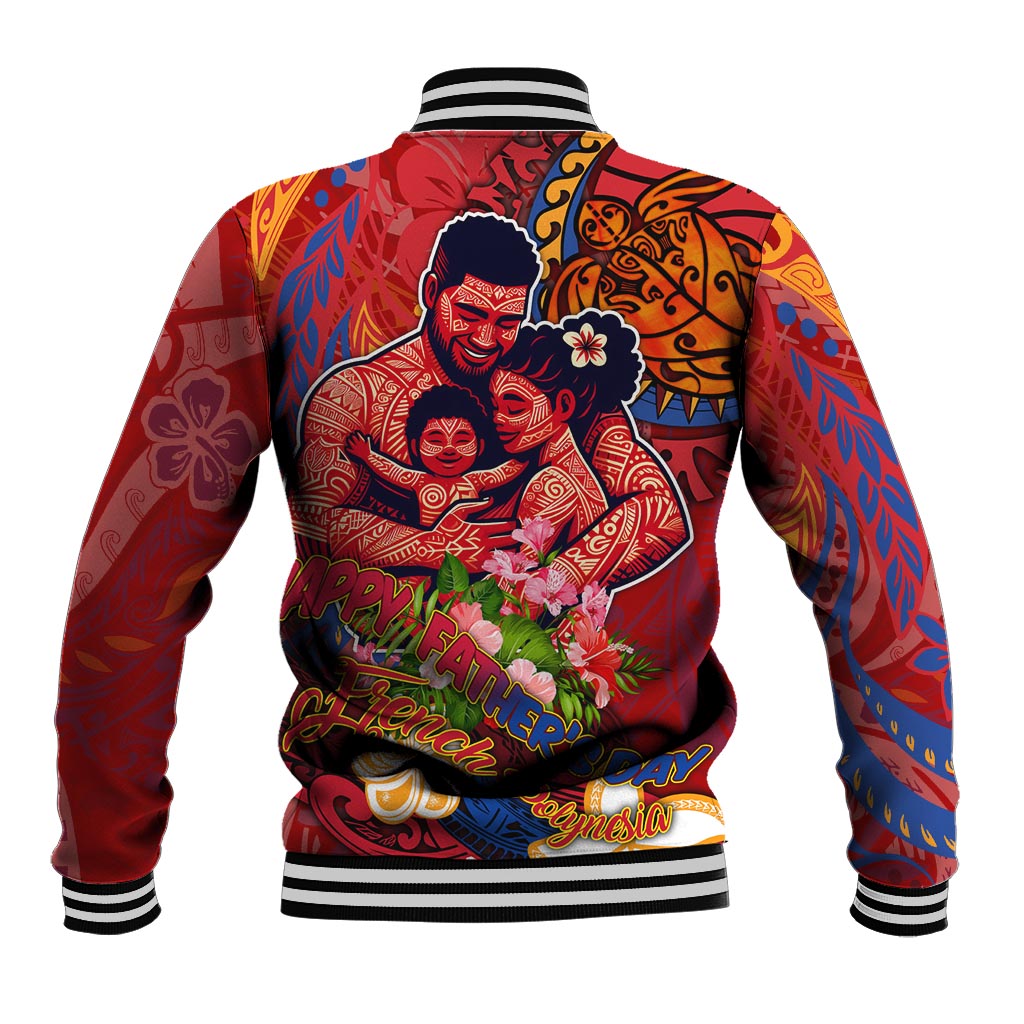 Happy Father's Day French Polynesia Baseball Jacket Family Turtle Hibiscus