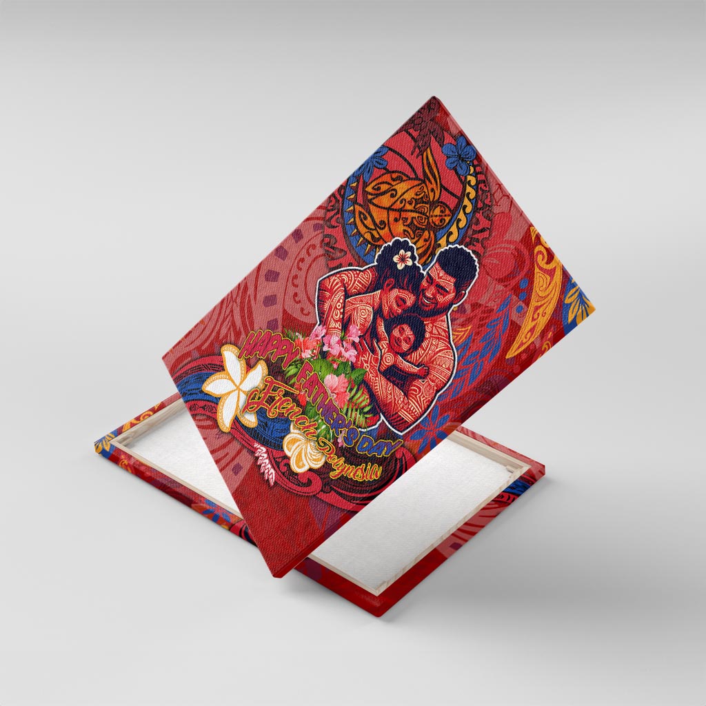 Happy Father's Day French Polynesia Canvas Wall Art Family Turtle Hibiscus