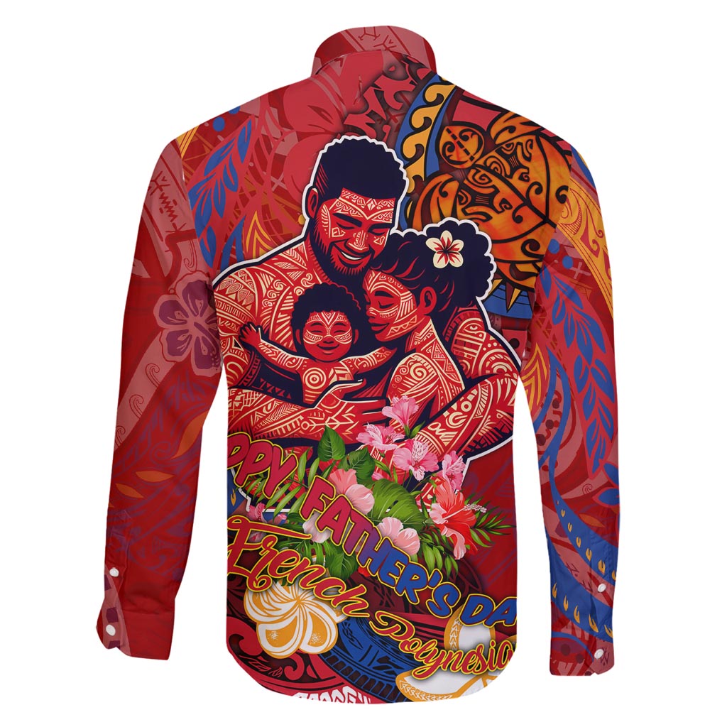 Happy Father's Day French Polynesia Family Matching Long Sleeve Bodycon Dress and Hawaiian Shirt Family Turtle Hibiscus