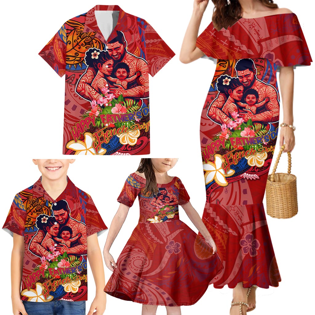 Happy Father's Day French Polynesia Family Matching Mermaid Dress and Hawaiian Shirt Family Turtle Hibiscus DT02 - Polynesian Pride