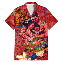 Happy Father's Day French Polynesia Family Matching Mermaid Dress and Hawaiian Shirt Family Turtle Hibiscus DT02 Dad's Shirt - Short Sleeve Red - Polynesian Pride