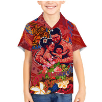 Happy Father's Day French Polynesia Family Matching Mermaid Dress and Hawaiian Shirt Family Turtle Hibiscus DT02 Son's Shirt Red - Polynesian Pride