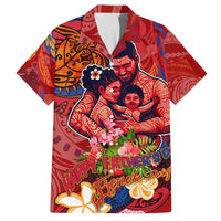 Happy Father's Day French Polynesia Family Matching Off Shoulder Maxi Dress and Hawaiian Shirt Family Turtle Hibiscus DT02 Dad's Shirt - Short Sleeve Red - Polynesian Pride