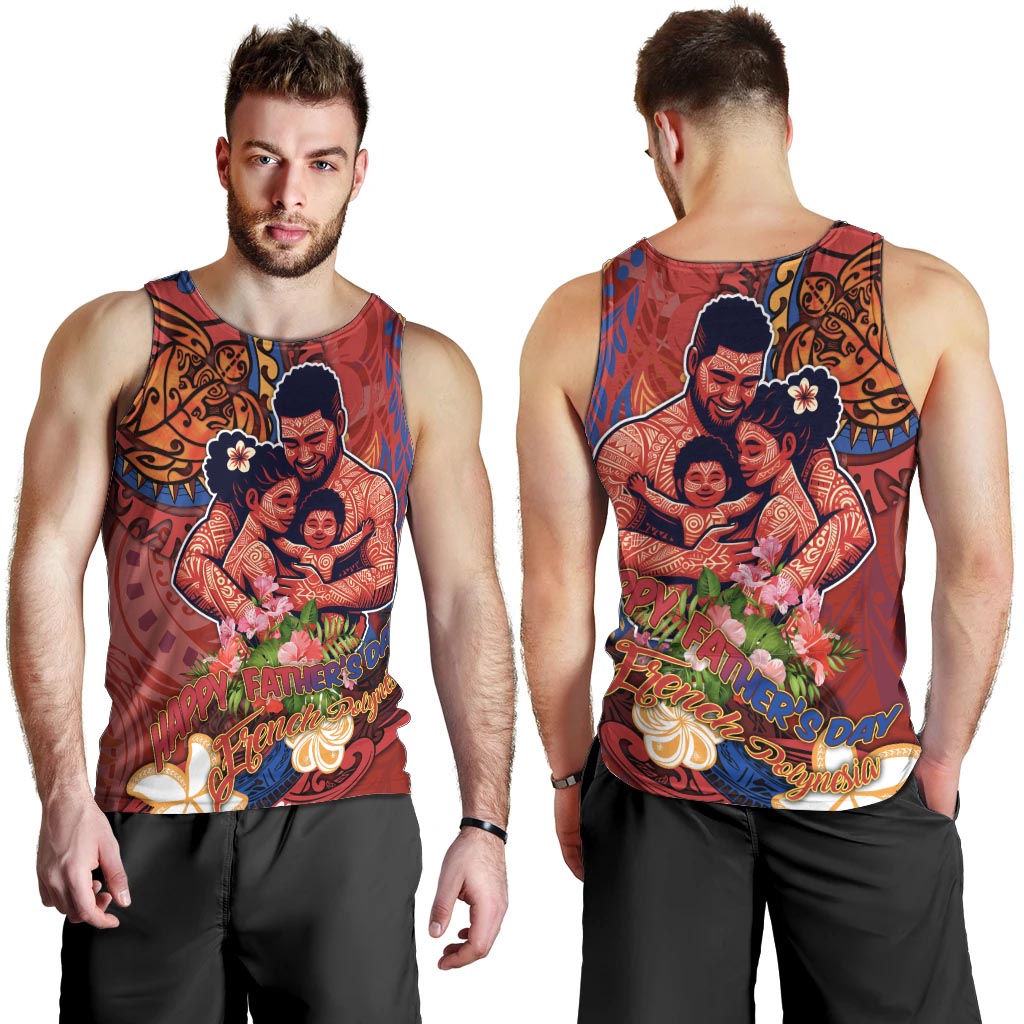 Happy Father's Day French Polynesia Men Tank Top Family Turtle Hibiscus