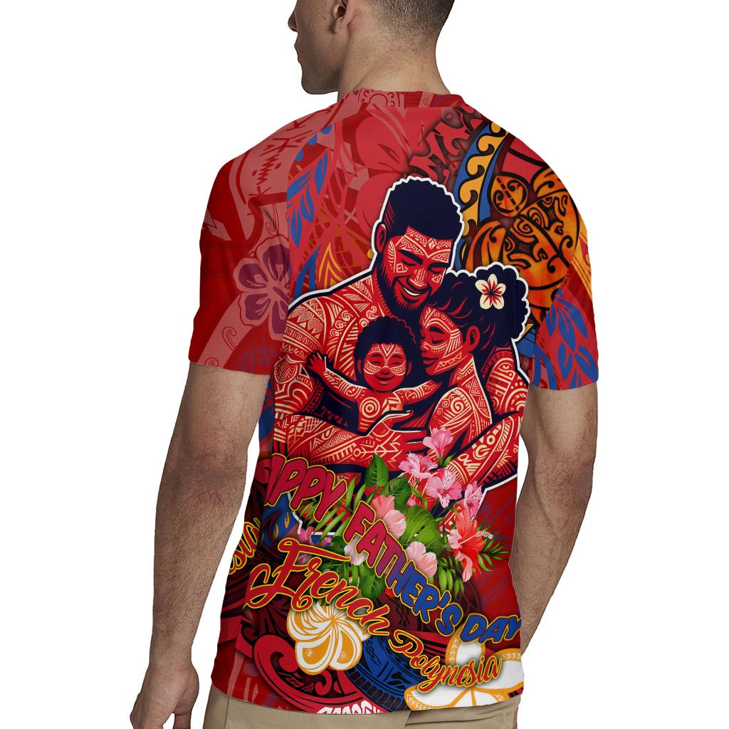 Happy Father's Day French Polynesia Rugby Jersey Family Turtle Hibiscus